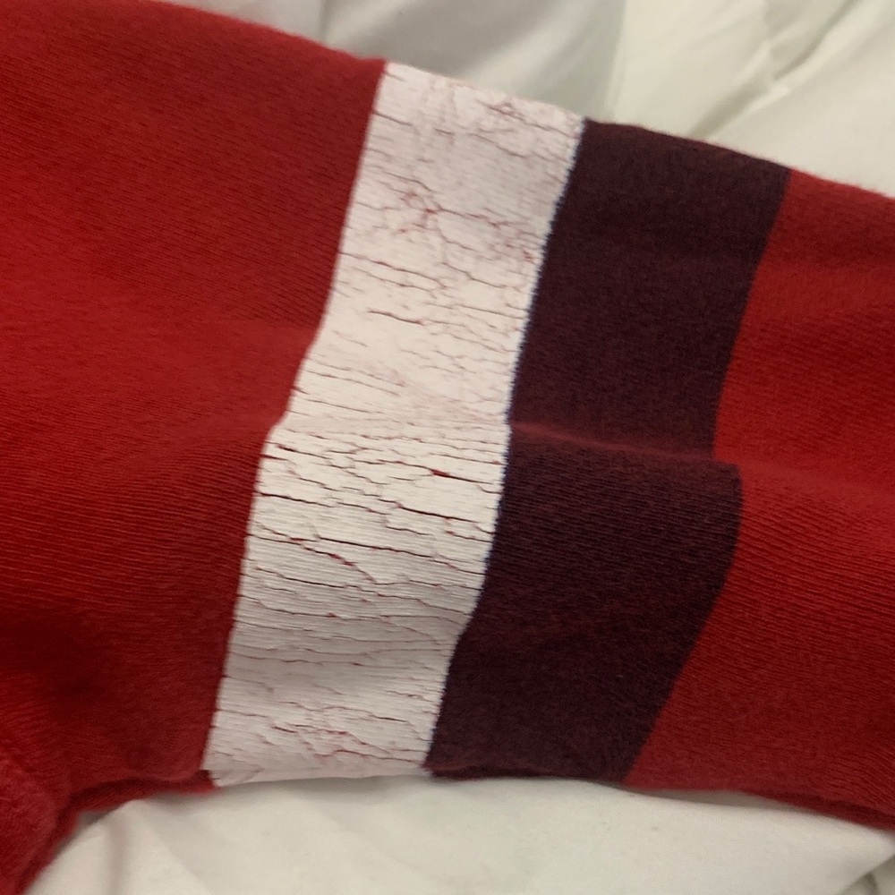 Womens Red Sundry Crewneck Sweatshirt with Stripe Sleeve Detail size 0 - Picture 3 of 9